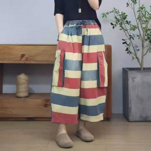 Side Pockets Chunky Striped Dad Jeans