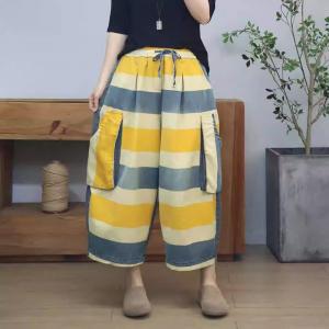 Side Pockets Chunky Striped Dad Jeans