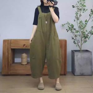 Casual Loose Cotton Plain Summer Overalls
