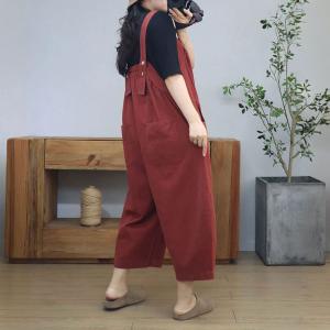 Casual Loose Cotton Plain Summer Overalls