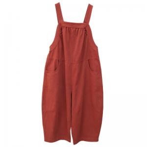 Casual Loose Cotton Plain Summer Overalls
