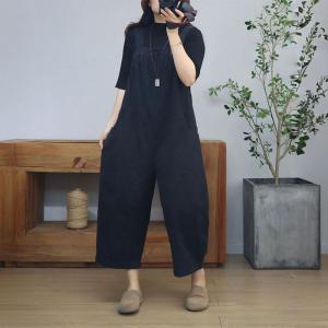 Casual Loose Cotton Plain Summer Overalls