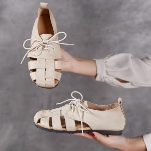 Leather Tied Beach Flat Gladiator Sandals
