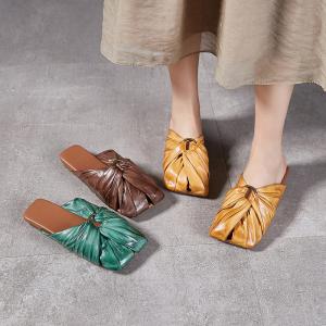 Original Design Square Toe Beach Knotted Flats