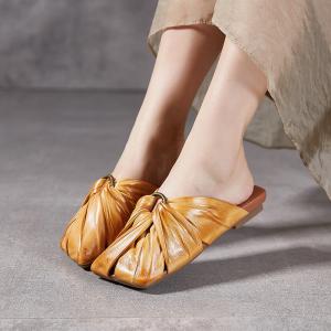 Original Design Square Toe Beach Knotted Flats