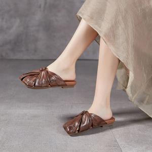 Original Design Square Toe Beach Knotted Flats
