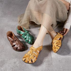 Low Heels Leather Knitted Hawaiian Sandals