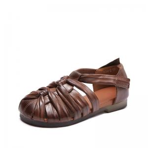 Tropical Travel Leather Woven Gladiator Sandals