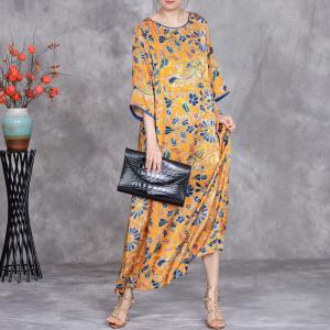 Ethnic Chinese Printed Loose Tied Dress