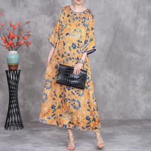 Ethnic Chinese Printed Loose Tied Dress