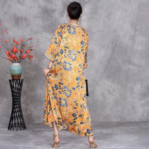 Ethnic Chinese Printed Loose Tied Dress