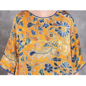 Ethnic Chinese Printed Loose Tied Dress