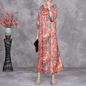 Ethnic Chinese Printed Loose Tied Dress