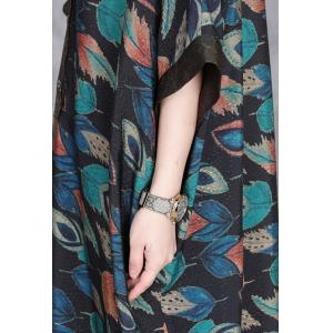 Blue Printed Plus Size Silky Summer Modest Dress