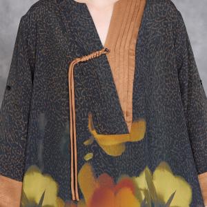 Yellow Flowers Printed Fringed Pankou Ethnic Dress