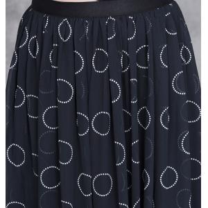 White Dots Sheer Shirt with Silk Black Skirt