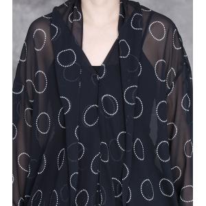 White Dots Sheer Shirt with Silk Black Skirt