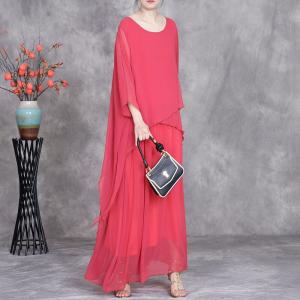 Resort Style Layering Maxi Flowing Sheer Dress