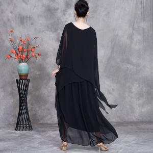 Resort Style Layering Maxi Flowing Sheer Dress