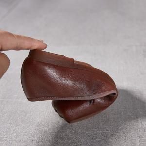 Bowknot Square Toe Leather Ballet Flats
