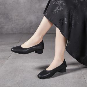 Business Casual Leather Square Toe Office Slip-On
