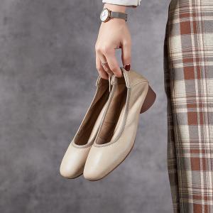 Business Casual Leather Square Toe Office Slip-On
