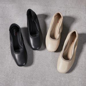 Business Casual Leather Square Toe Office Slip-On