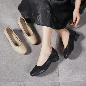 Business Casual Leather Square Toe Office Slip-On