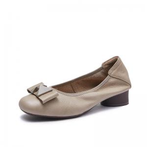 Chunky Heels Bowknot Leather Teacher Shoes