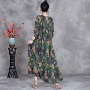 Daisy Printed High Waist Loose Travel Dress