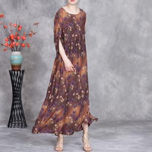 Daisy Printed High Waist Loose Travel Dress
