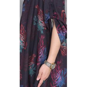 Crew Neck Flowers Printed Silk Purple Dress