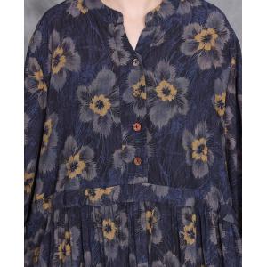 Yellow Flowers Blue Tied Waist Polo Shirt Dresss