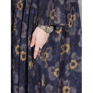 Yellow Flowers Blue Tied Waist Polo Shirt Dresss