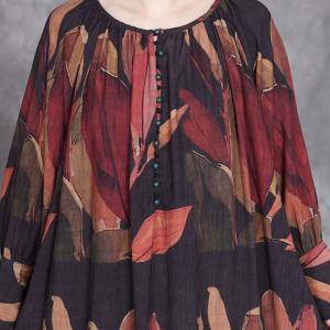 Senior Women Elegant Printed Maxi Winery Dress