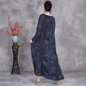 Senior Women Elegant Printed Maxi Winery Dress