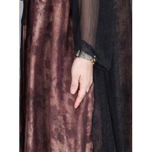 Black Silk Splicing Front Tied Embroidered Cardigan