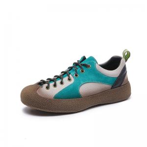 Pop Colors Lace Up Cowhide Platform Sneakers