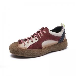 Pop Colors Lace Up Cowhide Platform Sneakers