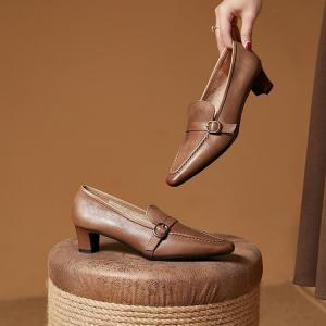 Low Heels Business Leather Pointed Toe Loafers