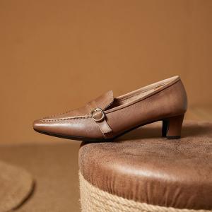 Low Heels Business Leather Pointed Toe Loafers
