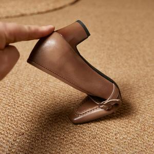 Low Heels Business Leather Pointed Toe Loafers