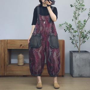 Black  Pockets Purple Plus Size Overalls