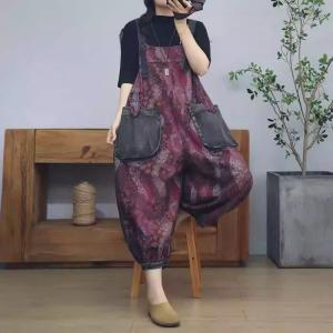 Black  Pockets Purple Plus Size Overalls