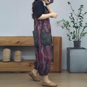 Black  Pockets Purple Plus Size Overalls