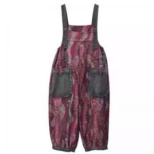 Black  Pockets Purple Plus Size Overalls