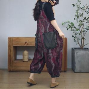 Black  Pockets Purple Plus Size Overalls