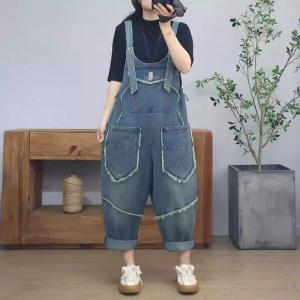 Raw Edges Front Pockets Jean Overalls