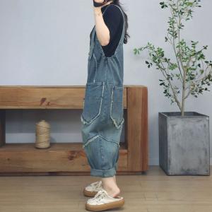Raw Edges Front Pockets Jean Overalls