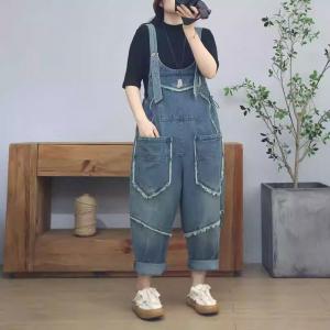 Raw Edges Front Pockets Jean Overalls